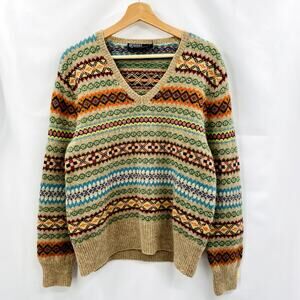Vintage polo ralph lauren striped colorful fair isle sweater